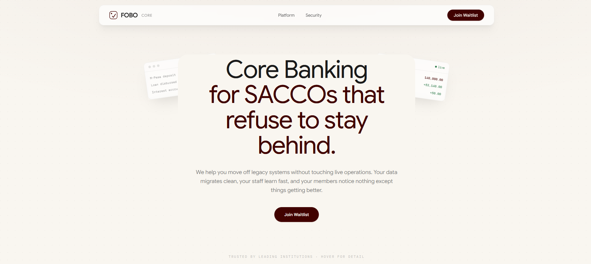 FOBO Core Banking Preview